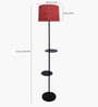Red Dual Shelf Floor Lamp with Fabric Shade