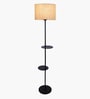 Brown Dual Shelf Floor Lamp with Fabric Shade