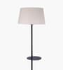 White Dual Shelf Floor Lamp with Fabric Shade