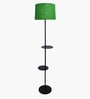 Green Dual Shelf Floor Lamp with Fabric Shade
