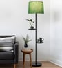 Green Dual Shelf Floor Lamp with Fabric Shade
