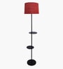 Red Dual Shelf Floor Lamp with Fabric Shade