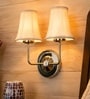 Dual Steel Metal Wall Mounted Lamp with Off-White Cotton Shade & Bedroom