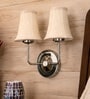 Dual Steel Metal Wall Mounted Lamp with Off-White Cotton Shade & Bedroom