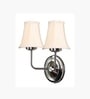 Dual Steel Metal Wall Mounted Lamp with Off-White Cotton Shade & Bedroom