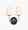 Dual Steel Metal Wall Mounted Lamp with Off-White Cotton Shade & Bedroom