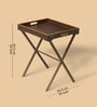 Dual Tone Butler Leather Foldable End Table In Brown Finish