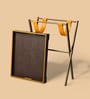 Dual Tone Butler Leather Foldable End Table In Brown Finish