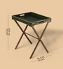 Dual Tone Butler Leather Foldable End Table In Green Finish