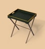 Dual Tone Butler Leather Foldable End Table In Green Finish
