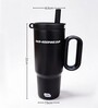 Black Dual Tone Stainless Steel Tumbler with Handle & Straw, 900 ml