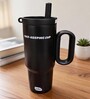 Black Dual Tone Stainless Steel Tumbler with Handle & Straw, 900 ml