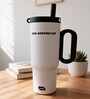 White Dual Tone Stainless Steel Tumbler with Handle & Straw, 900 ml