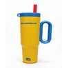 Yellow Dual Tone Stainless Steel Tumbler with Handle & Straw, 900 ml