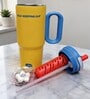 Yellow Dual Tone Stainless Steel Tumbler with Handle & Straw, 900 ml
