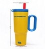 Yellow Dual Tone Stainless Steel Tumbler with Handle & Straw, 900 ml