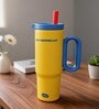 Yellow Dual Tone Stainless Steel Tumbler with Handle & Straw, 900 ml
