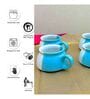Dual Toned Sky Blue Ceramic  (Set Of 4) Tea Cup