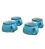 Dual Toned Sky Blue Ceramic  (Set Of 4) Tea Cup