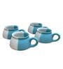 Dual Toned Sky Blue Ceramic  (Set Of 4) Tea Cup