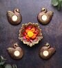 Duck Terracotta Gold Tea Light Set (Pack Of 4)