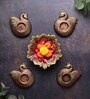 Duck Terracotta Gold Tea Light Set (Pack Of 4)