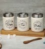 White  Stainless Steel 800Ml (Set of 3) Storage Jar & Containers