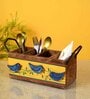 Brown Printed Wood  1 Pcs Cutlery holder