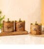 Brown & Golden Wood 800Ml (Set of 3) Storage Jar & Containers