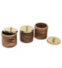 Brown & Golden Wood 800Ml (Set of 3) Storage Jar & Containers