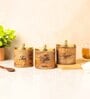 Brown & Golden Wood 800Ml (Set of 3) Storage Jar & Containers