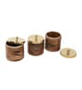 Brown & Golden Wood 800Ml (Set of 3) Storage Jar & Containers