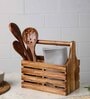 Togo Brown Wood  1 Pcs Cutlery holder