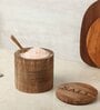 Brown Wood 900Ml 1 Pcs Storage Jar & Containers With Megnatic Lid