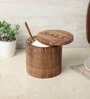 Brown Wood 900Ml 1 Pcs Storage Jar & Containers With Megnatic Lid