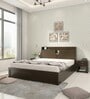 Duke Queen Size Bed With Box Type Storage In Fumed Oak Finish