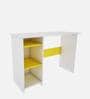 Duke Writing Table in Frosty White And Yellow Finish