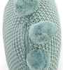 Dull Blue 100% Cotton Pom Pom 16X16 Inches Knitted Cushion Cover