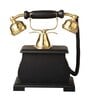 Vintage Looking Phone Brown Wood & Metal Showpiece