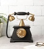 Vintage Looking Phone Black Wood & Metal Showpiece