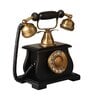 Vintage Looking Phone Black Wood & Metal Showpiece