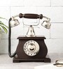 Vintage Looking Phone Brown Wood & Metal Showpiece