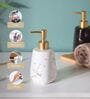 Durable Marble Finish White Ceramic Liquid Soap Dispenser
