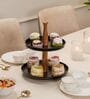 Dusk Multipurpose Serveware Metal & Acacia Wood 2-Tier Serving Stand