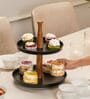 Dusk Multipurpose Serveware Metal & Acacia Wood 2-Tier Serving Stand