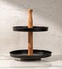 Dusk Multipurpose Serveware Metal & Acacia Wood 2-Tier Serving Stand