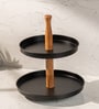 Dusk Multipurpose Serveware Metal & Acacia Wood 2-Tier Serving Stand
