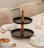 Dusk Multipurpose Serveware Metal & Acacia Wood 2-Tier Serving Stand