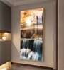 Dusk Over the Falls Glass Finish Vertical Wall Art