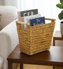 (1Pc) Beige Water Hyacinth Handmade Eco-Friendly Dustbin